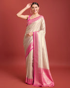 Monjolika Fashion Pink Kanjivaram Silk Mesmerizing Saree | Grocsy