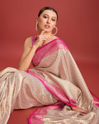 Monjolika Fashion Pink Kanjivaram Silk Mesmerizing Saree | Grocsy