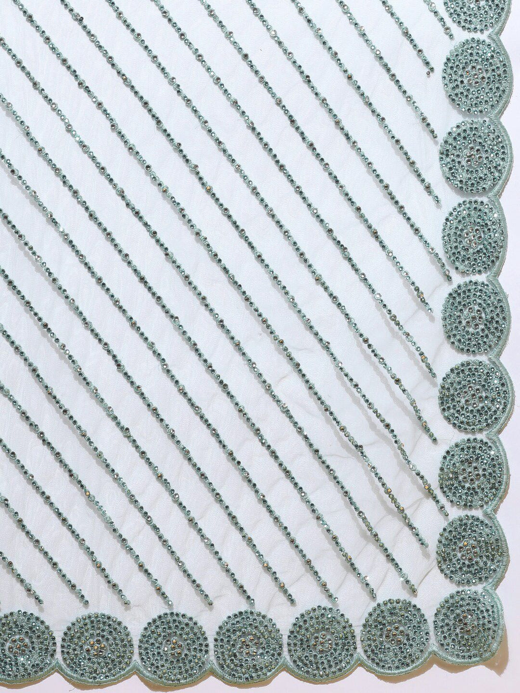 kasee Embroidered Striped Net Saree | Grocsy