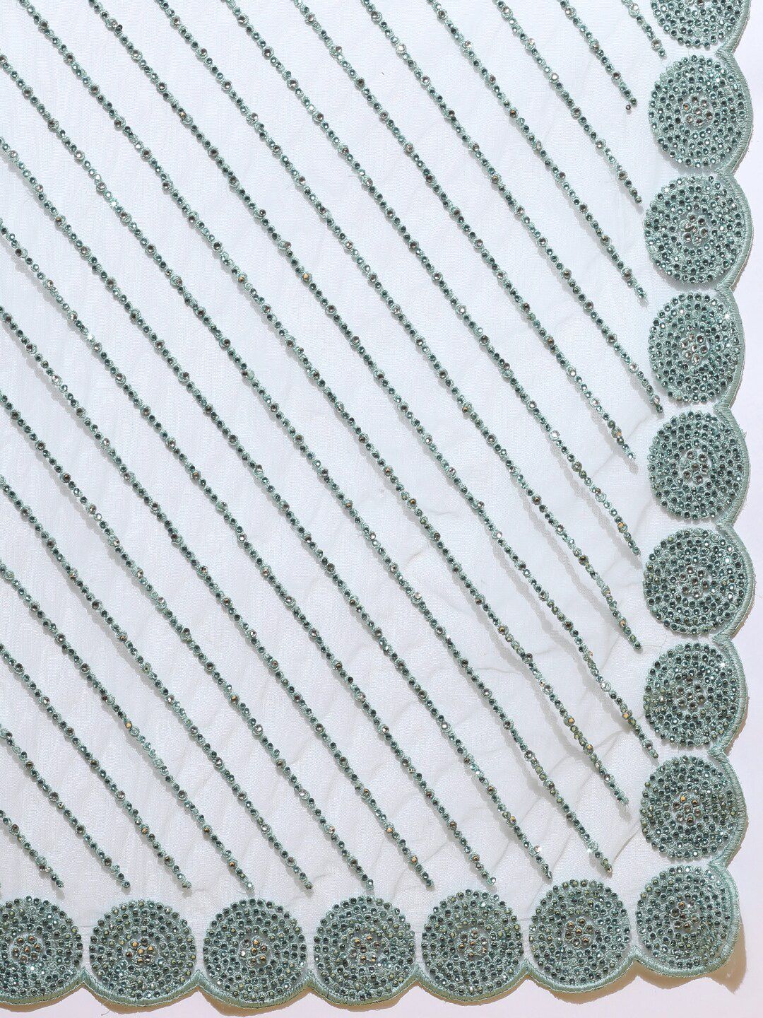 kasee Embroidered Striped Net Saree | Grocsy