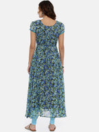 Souchii Blue & Green Printed A-Line Kurta | Grocsy