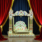 Handicrafts Meenakari Krishna Wooden Jhula for Laddu Gopal Idol for Home Temple | Grocsy