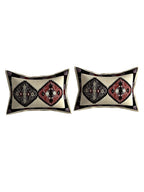 Spangle White & Maroon Ethnic Motifs 260 TC Cotton King Bedsheet with 2 Pillow Covers | Grocsy