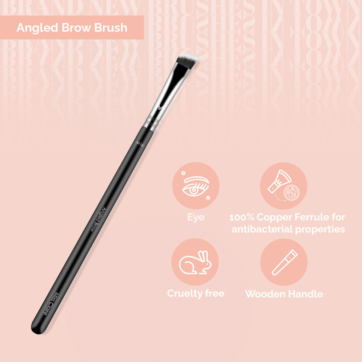 Miss Claire M16 - Angled Brow Brush - Chrome | Grocsy