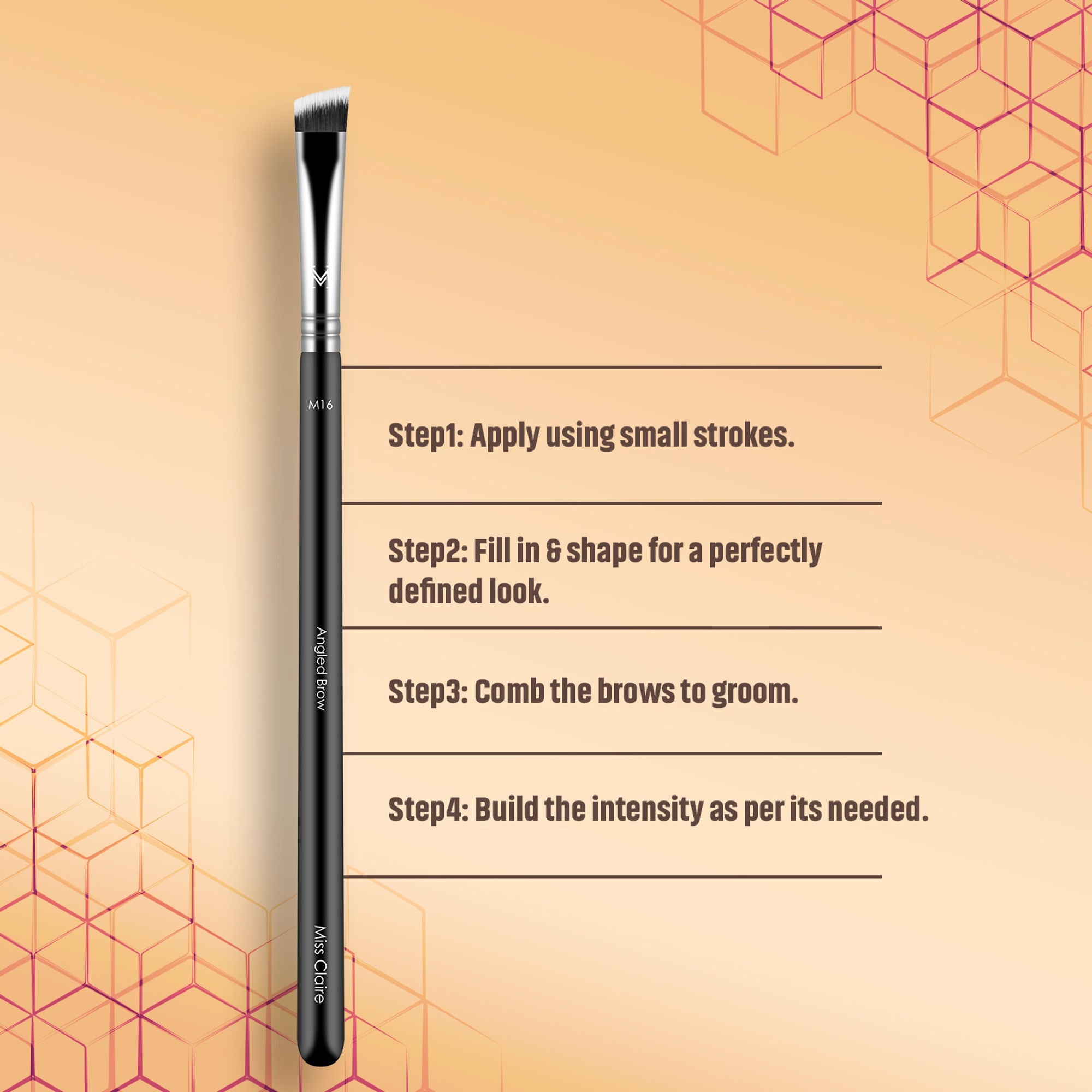 Miss Claire M16 - Angled Brow Brush - Chrome | Grocsy