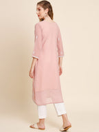 HERE&NOW Ethnic Motifs Embroidered Sequined Georgette Kurta | Grocsy