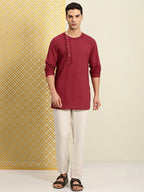 House of Pataudi Jashn Floral Embroidered Yoke Design Thread Work Angrakha Kurta | Grocsy