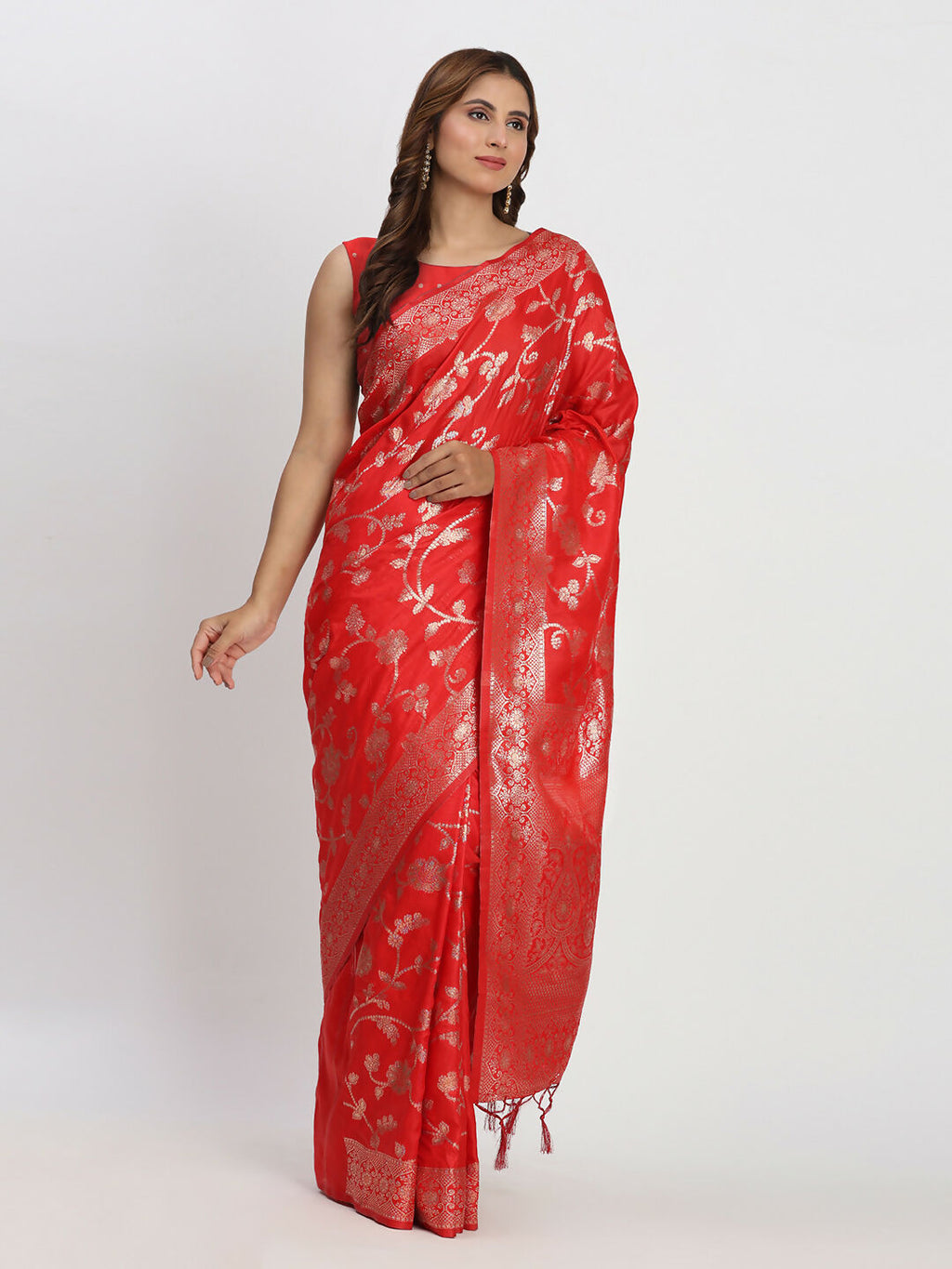 Shree Shyam Fashion Banarasi Silk Red Saree | Grocsy