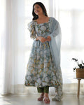 Teeya Creation Multi Color Pure Soft Organza Silk Digital print Party Wear Gown | Grocsy