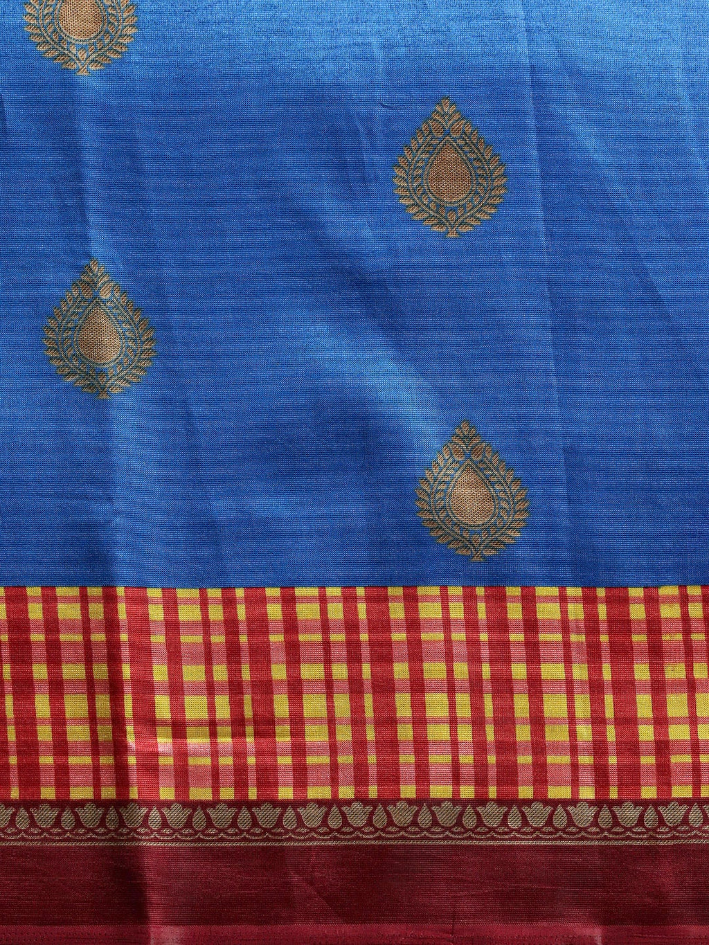 Saree Mall Blue Printed Bhagalpuri Saree | Grocsy