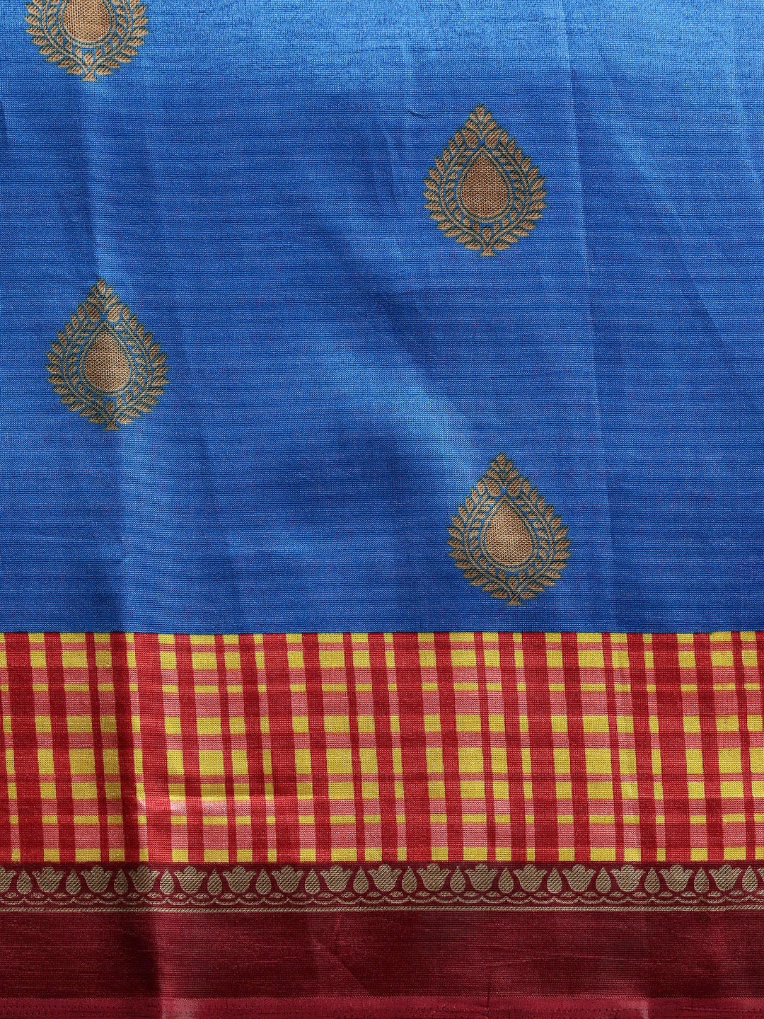 Saree Mall Blue Printed Bhagalpuri Saree | Grocsy