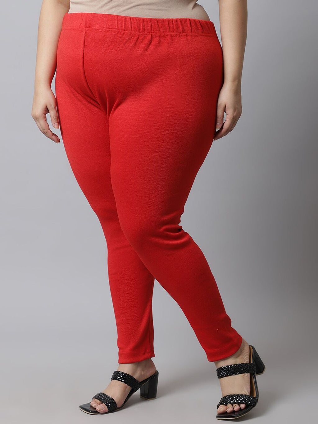 TAG 7 Women Red Plus Size Solid Ankle-Length Leggings | Grocsy