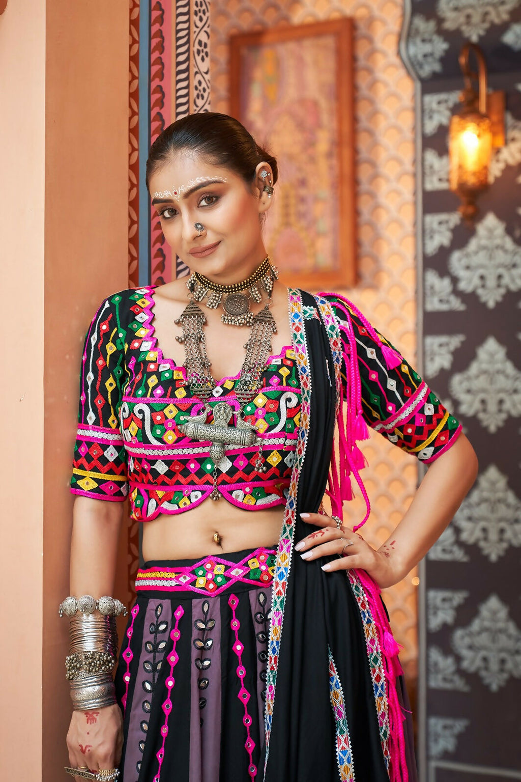 AI Fashion Multi Color Viscose Rayon Designer Navratri Lehenga Choli Collection | Grocsy