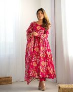Teeya Creation Multi Color Pure Soft Organza Silk Digital print Party Wear Gown | Grocsy