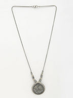 NVR Women's Silver-Toned Circular Shape Pendant with Chain | Grocsy