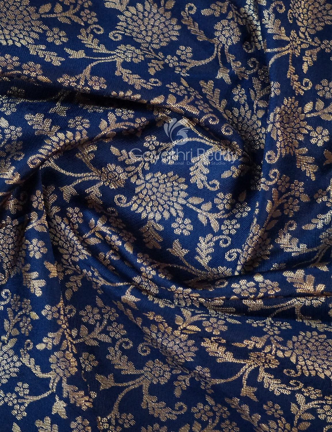 Shades of Navy Blue Floral Designbanaras Semi Silk Saree By Gayathri Reddy Designer Studio | Grocsy