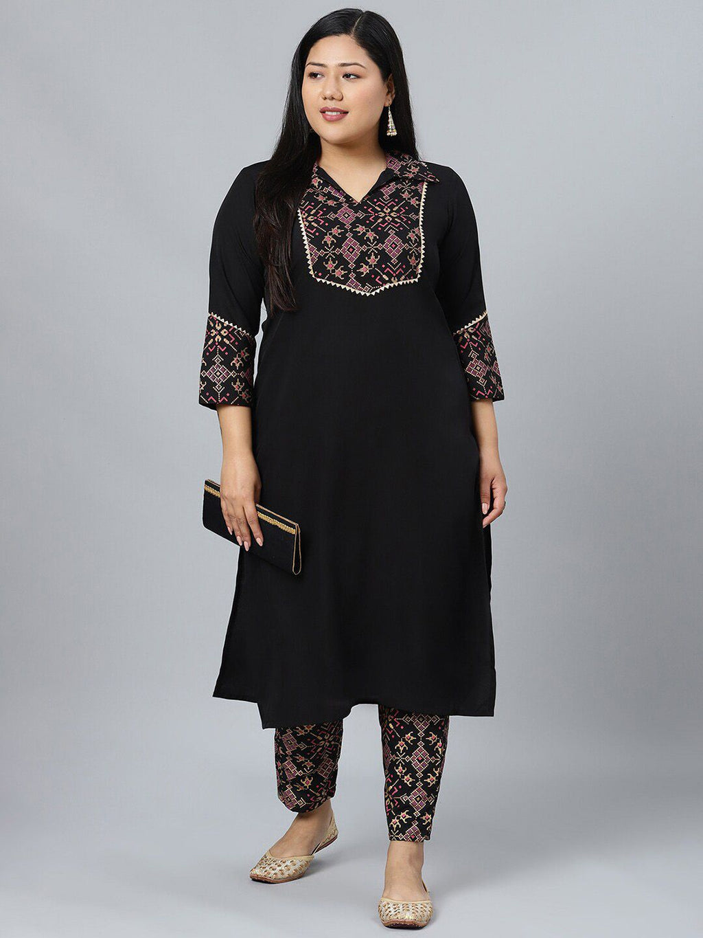 Sztori Plus Size Ethnic Motifs Printed Regular Kurta with Trousers | Grocsy