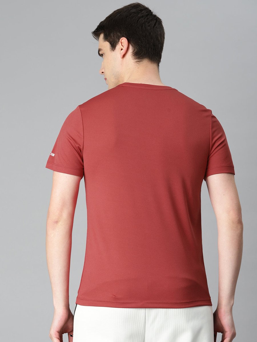 Alcis Men Typography Printed Anti Static Slim Fit Sports T-shirt | Grocsy