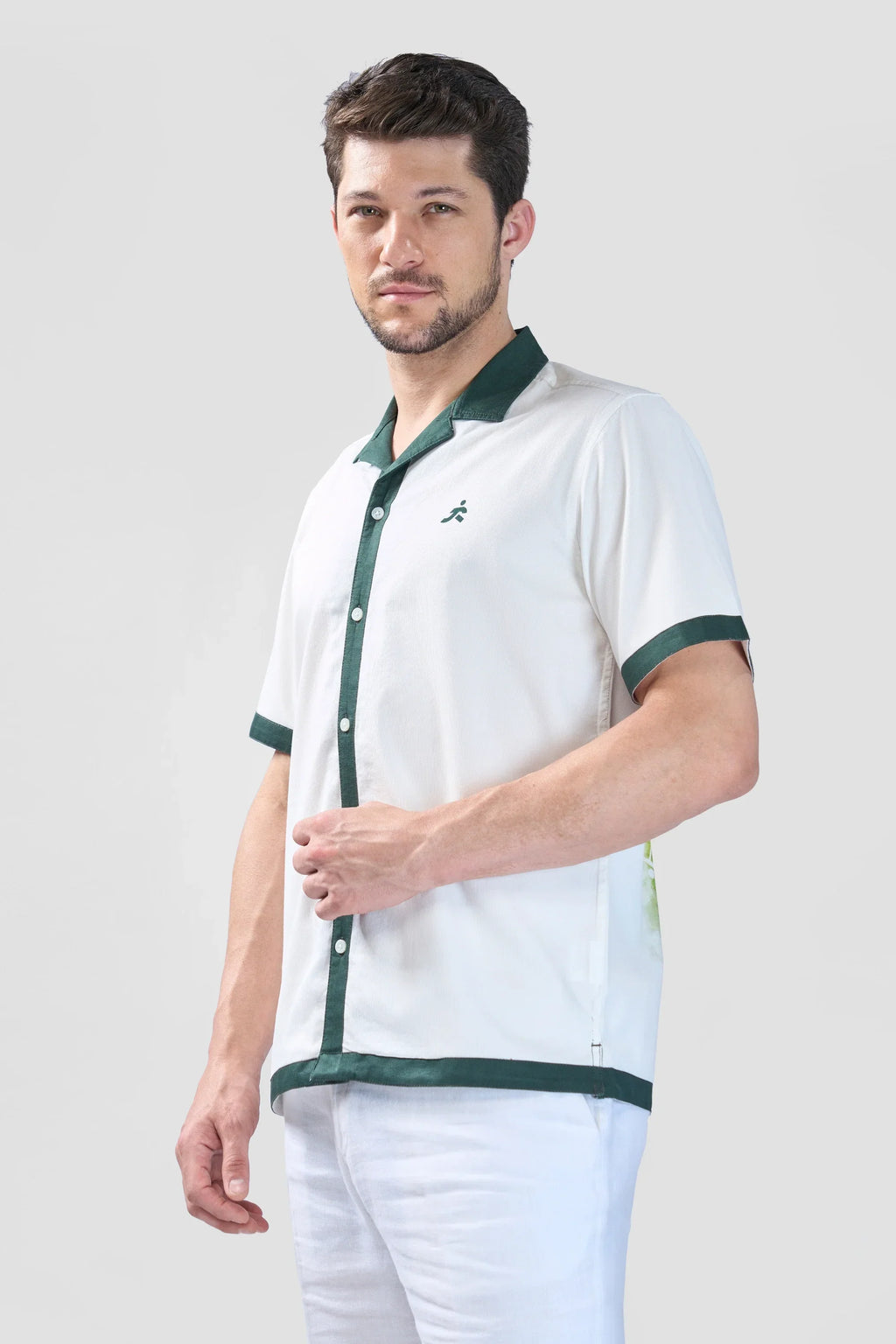 Xkind White Polo Backprinted Textured Relaxed Fit Shirt | Grocsy