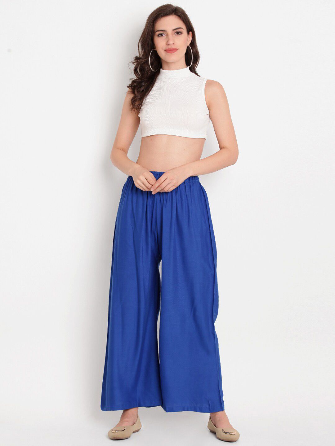 TAG 7 Women Blue Solid Palazzos | Grocsy