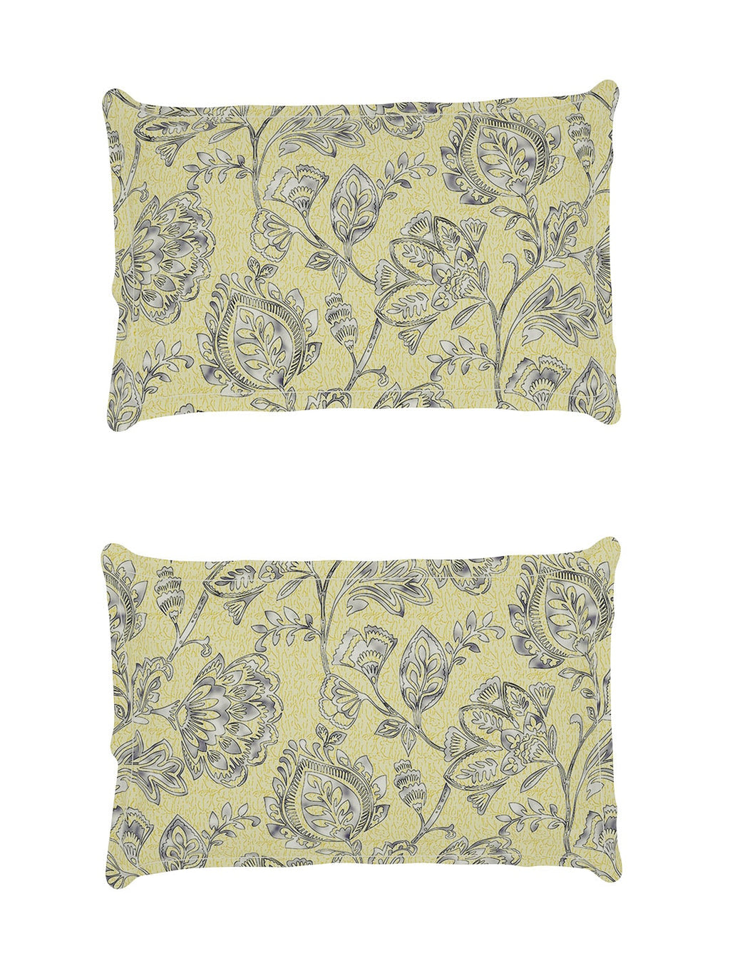 Story@home Arena Cream-Coloured & Grey Printed 180 TC Queen Bedsheet & 2 Pillow Covers | Grocsy