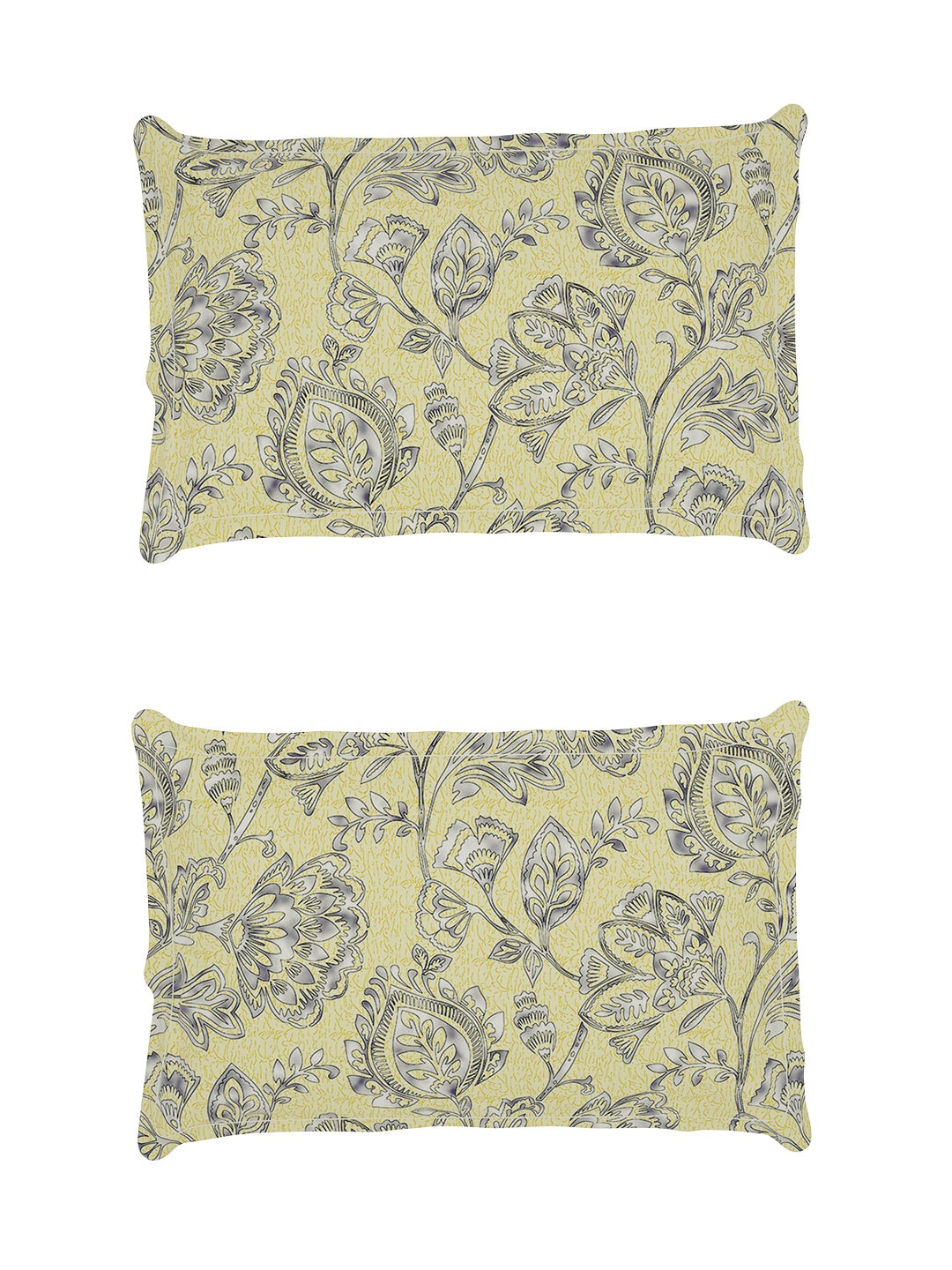 Story@home Arena Cream-Coloured & Grey Printed 180 TC Queen Bedsheet & 2 Pillow Covers | Grocsy