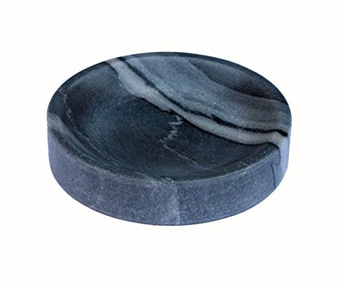 KLEO Natural Marble Stone Soap Dish Soap Holder Bath Accessories for Bathroom, Tub or Wash Basin Accessory (Black) | Grocsy