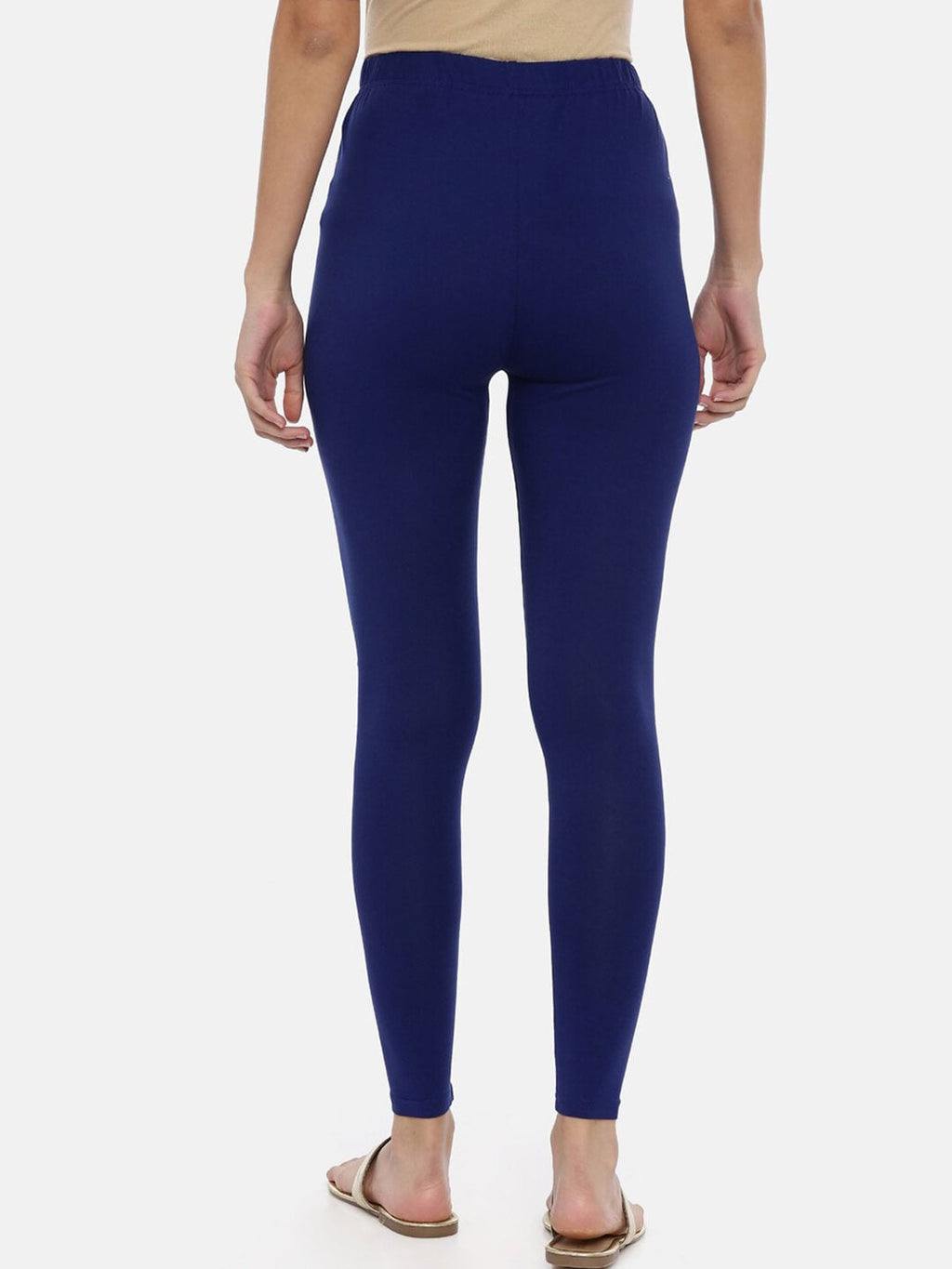 Souchii Women Navy Blue Solid Slim-Fit Ankle-Length Leggings | Grocsy
