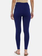 Souchii Women Navy Blue Solid Slim-Fit Ankle-Length Leggings | Grocsy