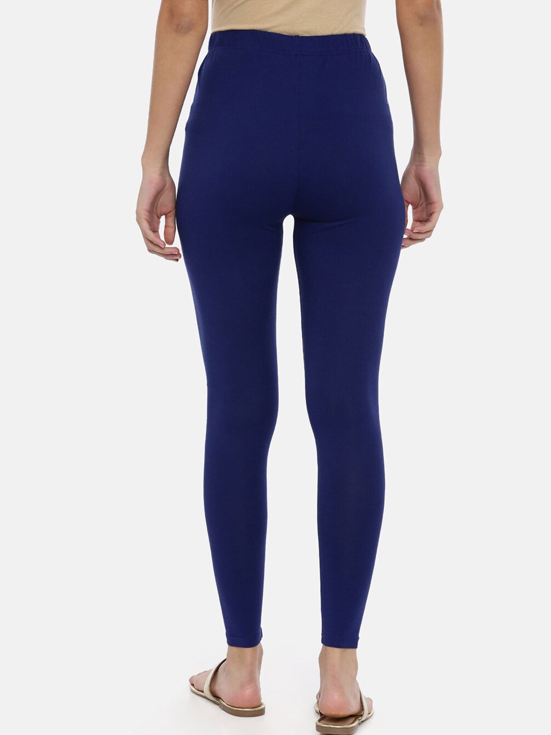 Souchii Women Navy Blue Solid Slim-Fit Ankle-Length Leggings | Grocsy