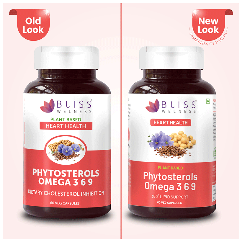 Bliss Welness Heart Health Phytosterols Omega 3 6 9 Veg Capsule Vegicap | Grocsy