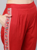 Aks Pink Floral Printed Mandarin Collar Regular Pure Cotton Kurta With Trousers | Grocsy