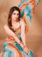 Tikhi Imli Striped Georgette Leheriya Ready to Wear Saree | Grocsy