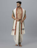 Indian Clothing Ramraj Cotton Mens Pure Cotton 5 Khan Jari 9 + 5 Kora Panchakacham Dhoti With Angavastram Set | Grocsy