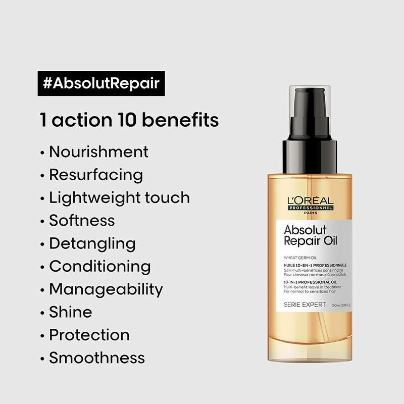L'Oreal Paris Absolut Repair 10-In-1 Multi-Benefit Hair Serum Oil | Grocsy