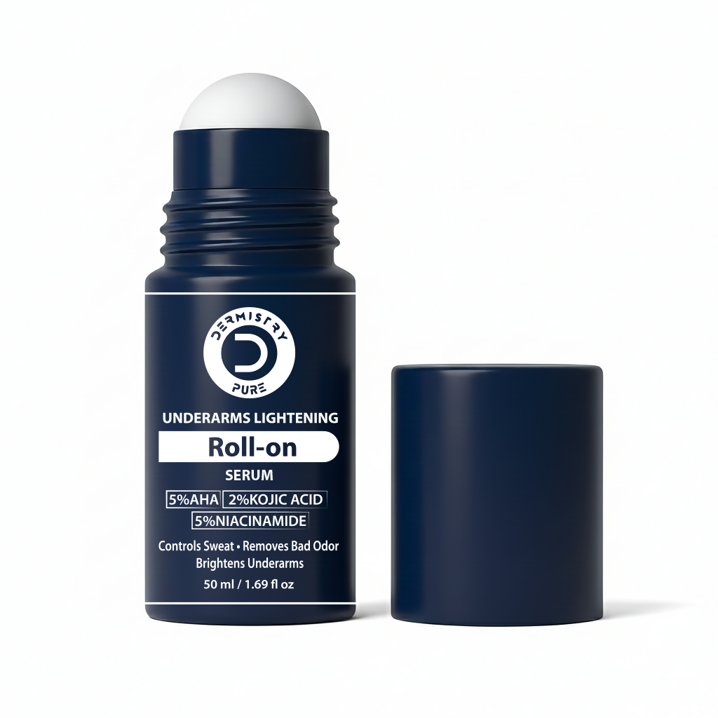 Dermistry AHA Kojic Acid Licorice Niacinamide Underarms Lightening Deodorant Roll On Serum Dark Spots Pigmentation | Grocsy