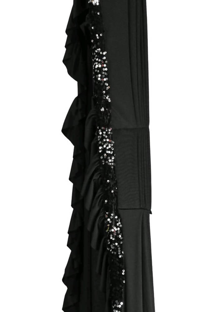 Mominos Fashion All Season Wear Black Ruffled Ready To Wear Saree | Grocsy