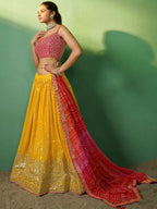 Tulsi Art Alluring Yellow Sequins Georgette Haldi Wear Lehenga Choli With Dupatta | Grocsy