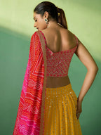 Tulsi Art Alluring Yellow Sequins Georgette Haldi Wear Lehenga Choli With Dupatta | Grocsy