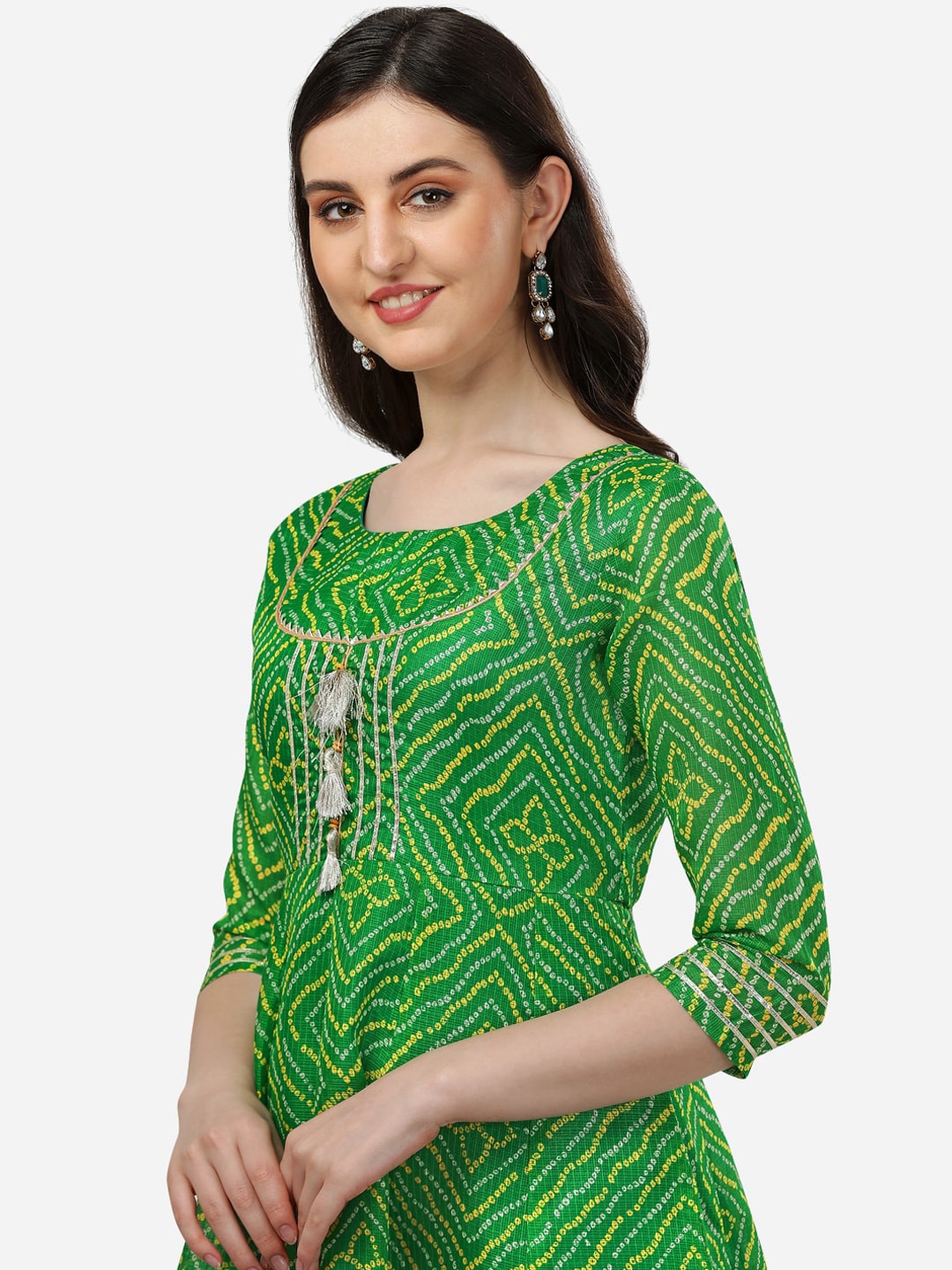 HERE&NOW Bandhani Printed Thread Work Anarkali Kurta | Grocsy