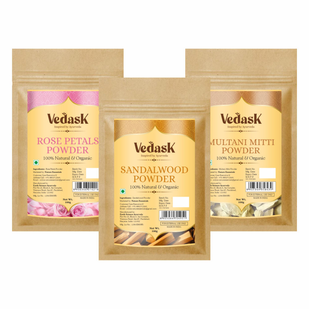 Vedask SandalWood Powder, Rose & Multani Mitti Powder | Grocsy