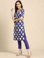 Sangria Women Purple Printed Kurta with Trousers | Grocsy
