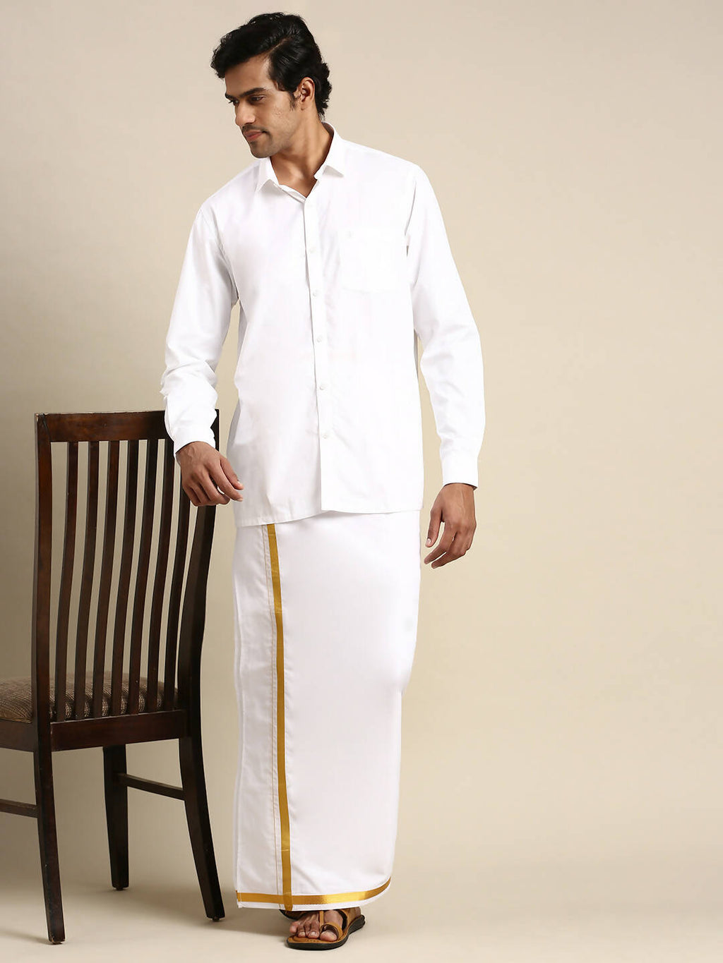 Ramraj Cotton Mens Full Sleeve White Shirt Plus Size - Pure Cotton | Grocsy