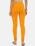 Souchii Mustard Yellow Solid Slim-Fit Churidar-Length Leggings | Grocsy
