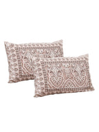 Lali Prints Brown & White Ethnic Motifs Cotton 180 TC King Bedsheet with 2 Pillow Covers | Grocsy
