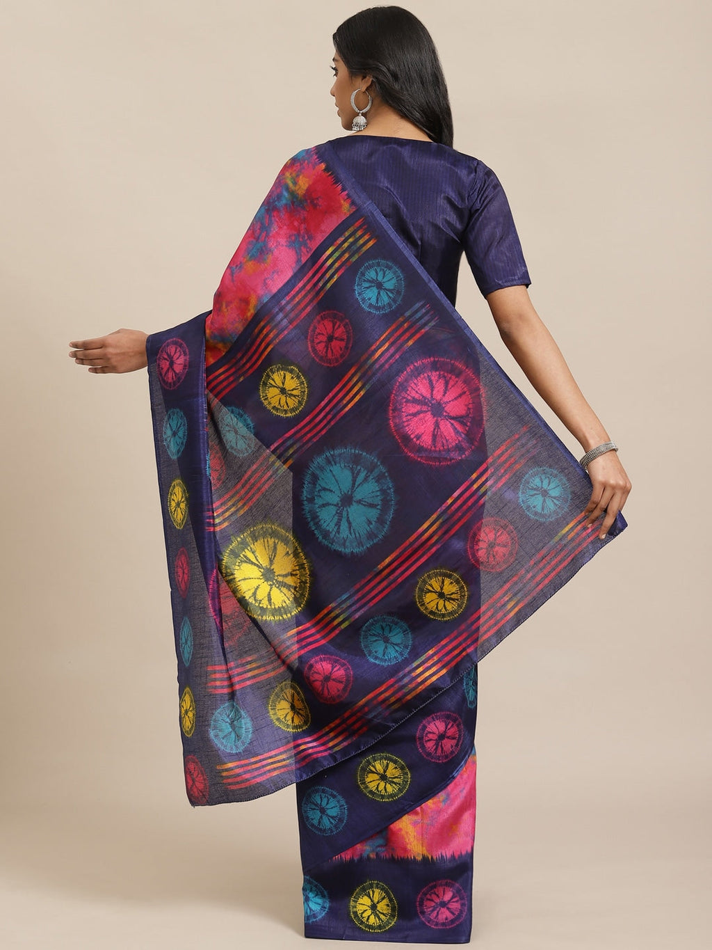 Saree Mall Pink & Blue Dyed Saree | Grocsy