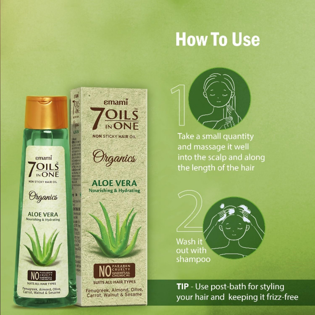 Emami 7 Oils In One Organics Aloe Vera Hair Oil | Grocsy
