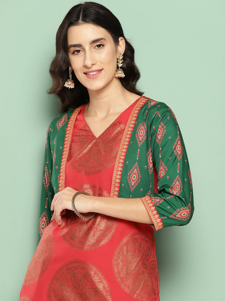 Ahalyaa Women's Traditional wear Kurta - Red | Grocsy