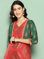 Ahalyaa Women's Traditional wear Kurta - Red | Grocsy