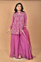 Morchari Women And Hand Embroidery Palazzo Set-Purple | Grocsy